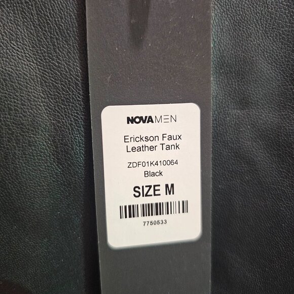 Nova Men Black Stretch Faux Leather Tank (loose fit) - Picture 4 of 4